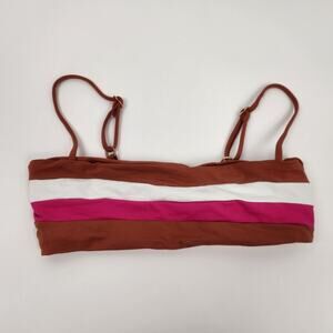 L*Space Rebel Stripe Bikini Top Brown Pink Size Small NWT